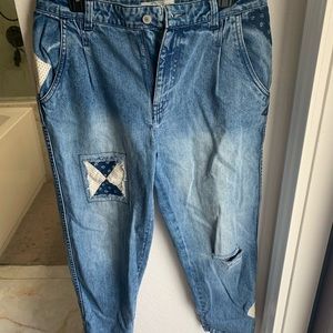 Free People Patchwork Jeans
